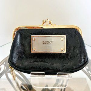 DKNY Town & Country Classics Double Frame Coin Purse - Black Leather